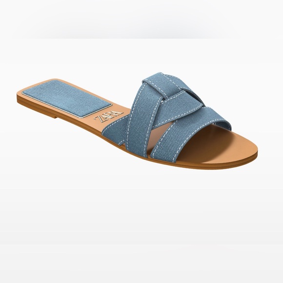 ZARA Flat Denim Sandals - Picture 3 of 3